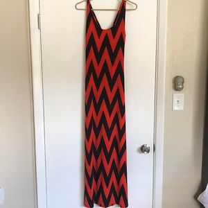Small orange and black chevron print dress, never worn!